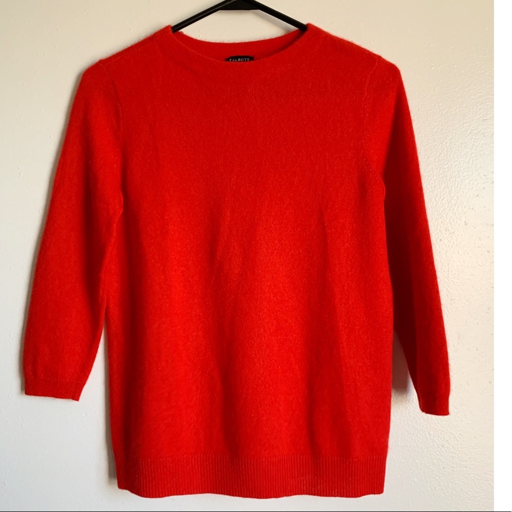 SALE🔥 Talbots Red 100% Pure Cashmere Pullover Sweater 3/4 Sleeves Women’s Small